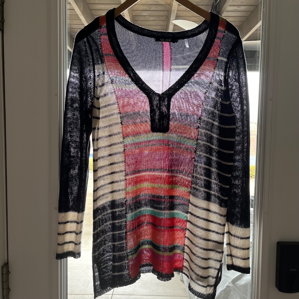 NIC+ZOE “Highline” Linen Blend Striped Tunic Top - Picture 11 of 11